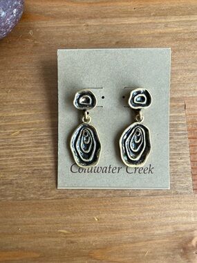 Coldwater Creek abstract dangle earrings, fish hooks Brass-tone finish Pierced